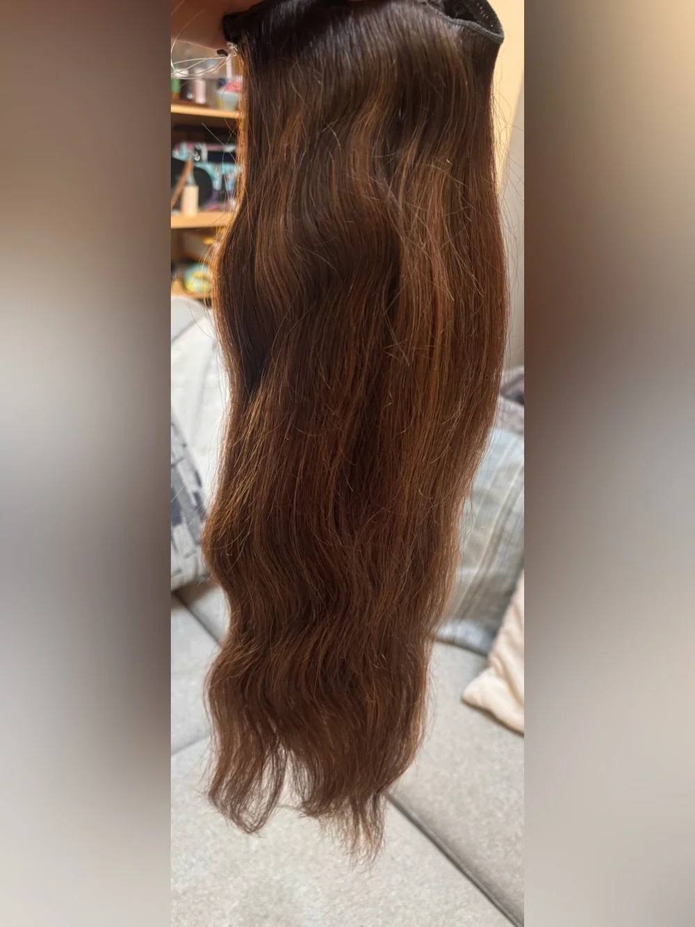 Hair halo made of 💯 virgin human hair (18”) Invisible Weft